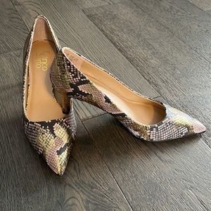 Franco Sarto snake skin print heels